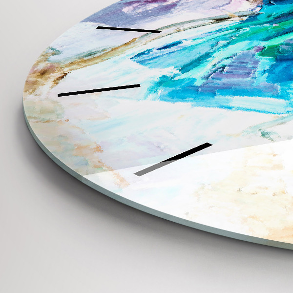 Round glass clock Preparing the ballerina