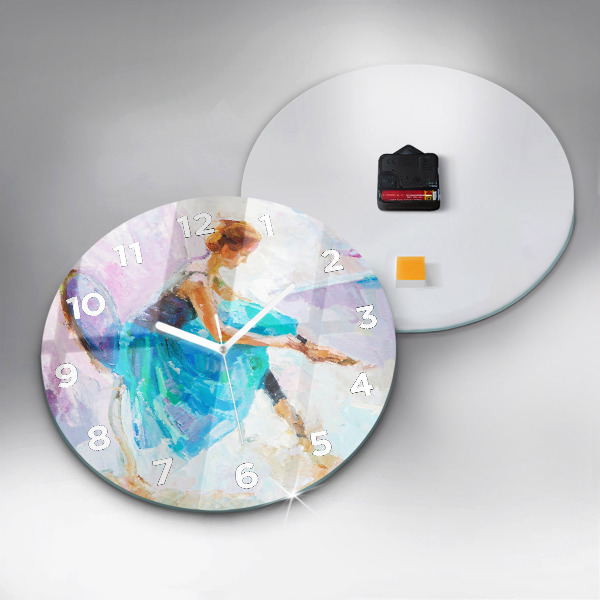 Round glass clock Preparing the ballerina