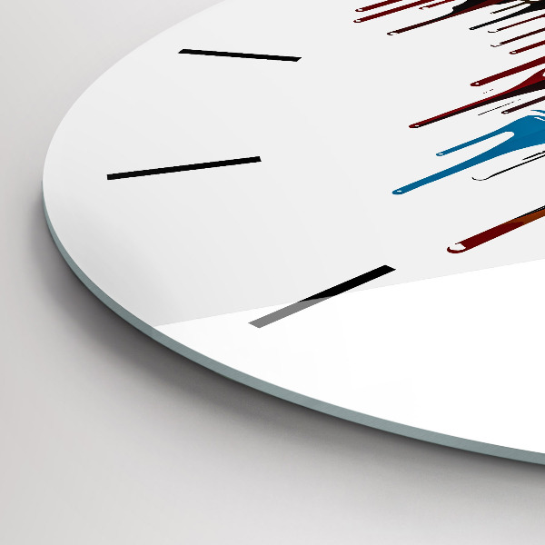 Round glass clock Colorful zebra