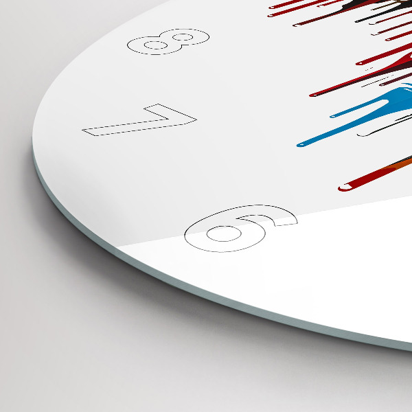 Round glass clock Colorful zebra