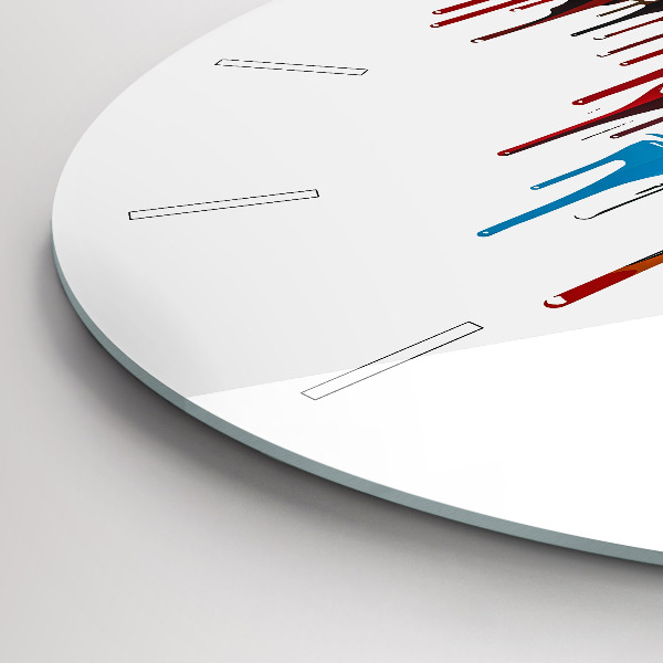 Round glass clock Colorful zebra