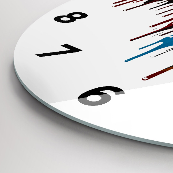 Round glass clock Colorful zebra