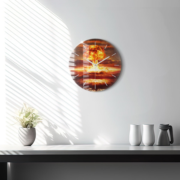 Round glass clock Atomic bomb explosion