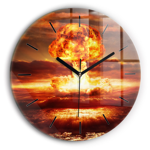 Round glass clock Atomic bomb explosion