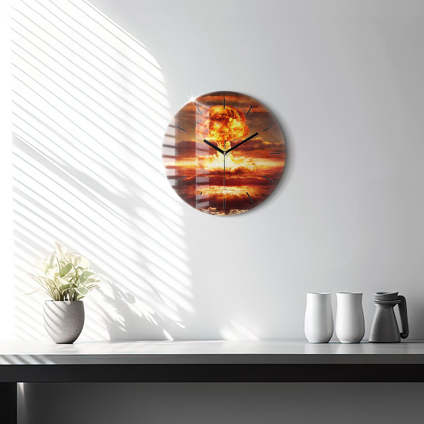 Round glass clock Atomic bomb explosion