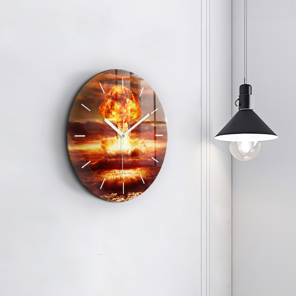 Round glass clock Atomic bomb explosion