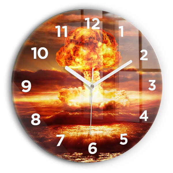 Round glass clock Atomic bomb explosion