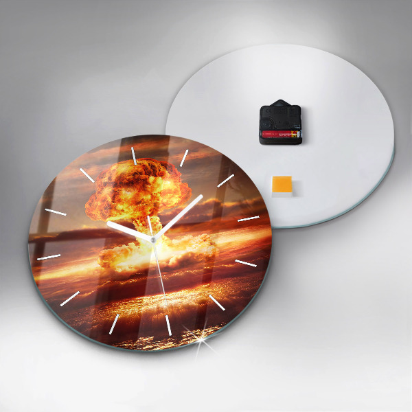 Round glass clock Atomic bomb explosion