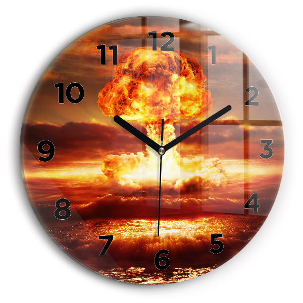 Round glass clock Atomic bomb explosion