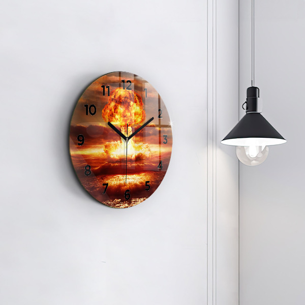 Round glass clock Atomic bomb explosion
