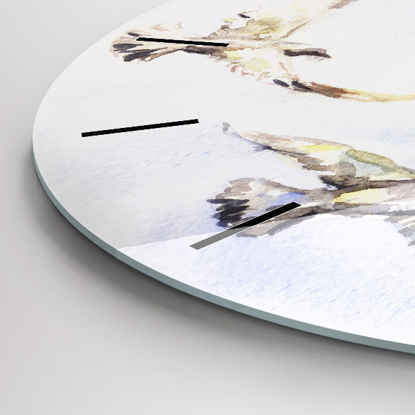 Round glass clock Flying birds
