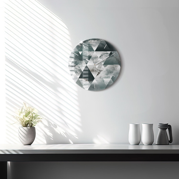 Round glass clock Abstract sea waves