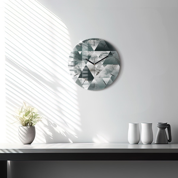 Round glass clock Abstract sea waves