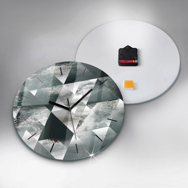 Round glass clock Abstract sea waves