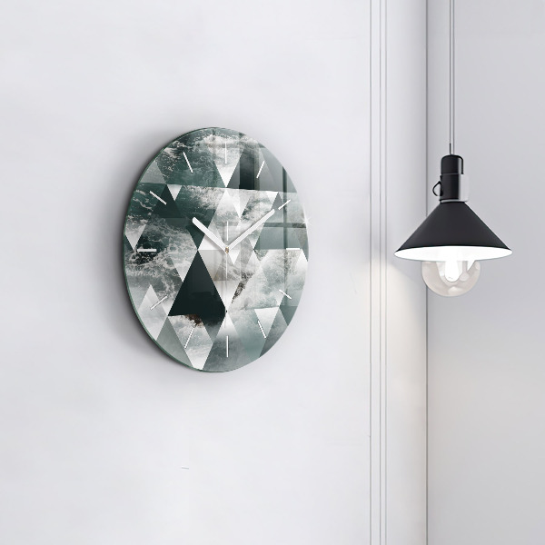 Round glass clock Abstract sea waves