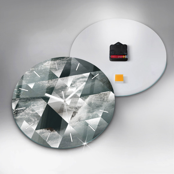 Round glass clock Abstract sea waves