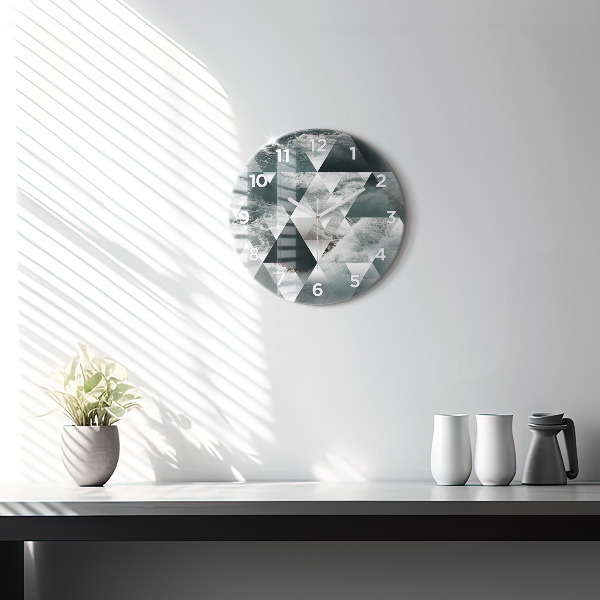 Round glass clock Abstract sea waves