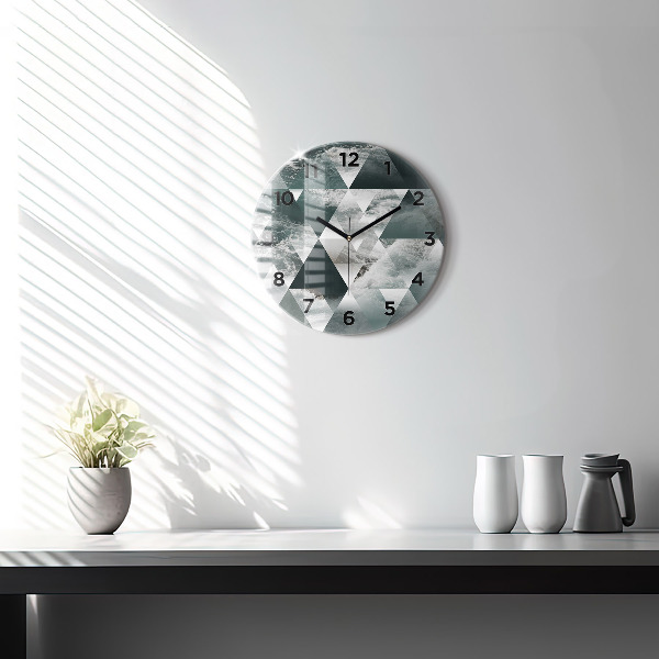 Round glass clock Abstract sea waves