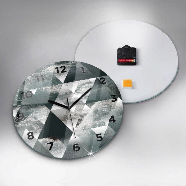 Round glass clock Abstract sea waves