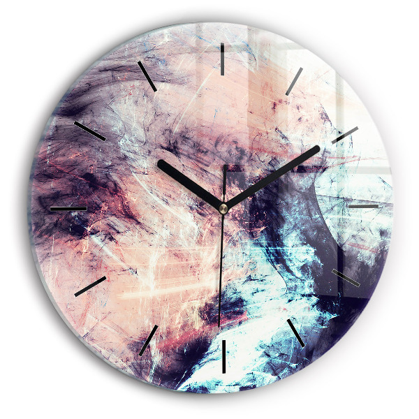 Round glass clock Abstract painting
