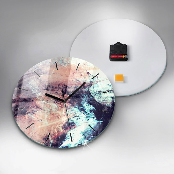 Round glass clock Abstract painting