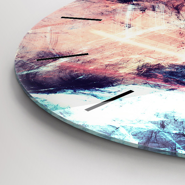 Round glass clock Abstract painting