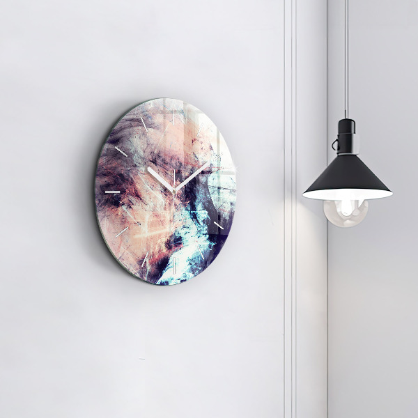 Round glass clock Abstract painting