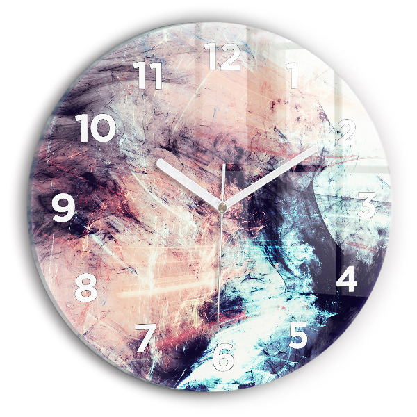 Round glass clock Abstract painting