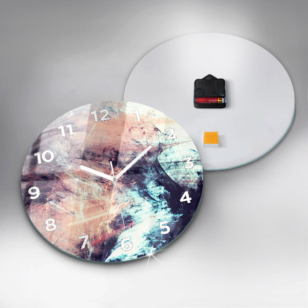 Round glass clock Abstract painting