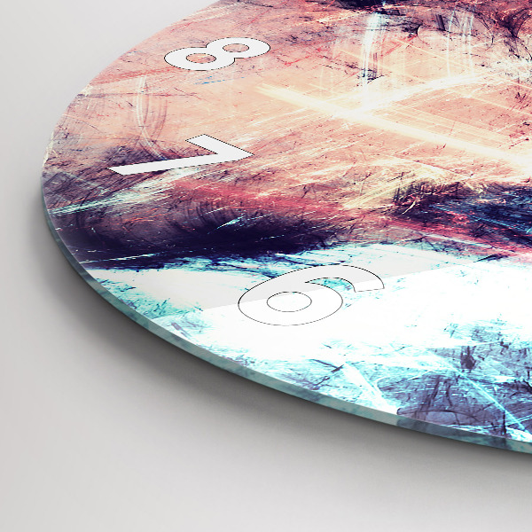Round glass clock Abstract painting