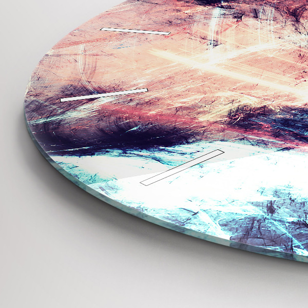 Round glass clock Abstract painting