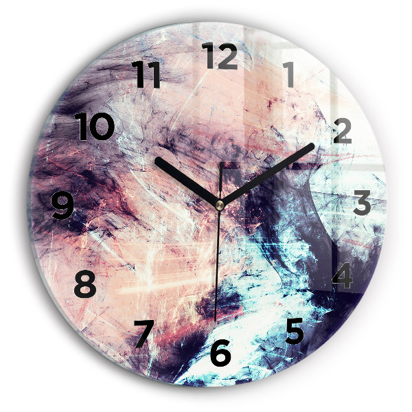 Round glass clock Abstract painting