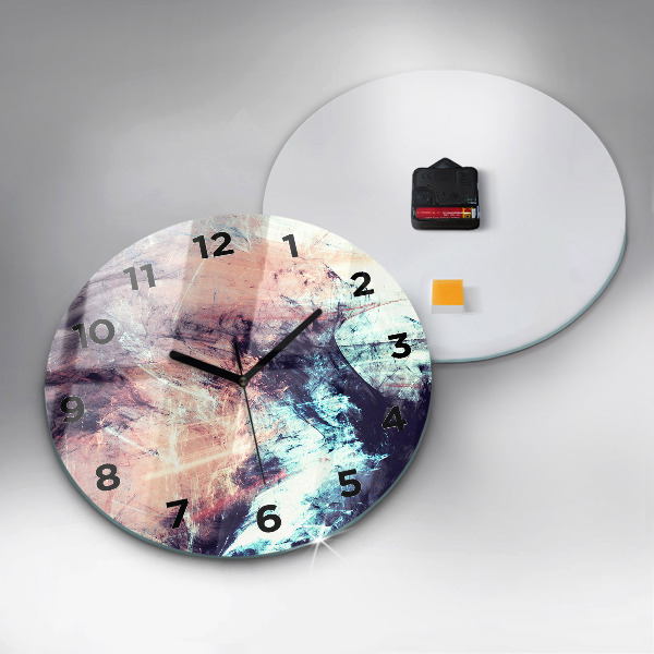Round glass clock Abstract painting