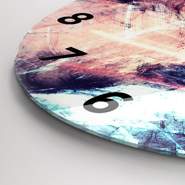 Round glass clock Abstract painting