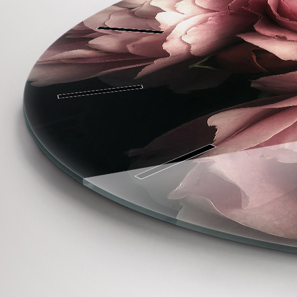 Round glass clock Bouquet of pink roses