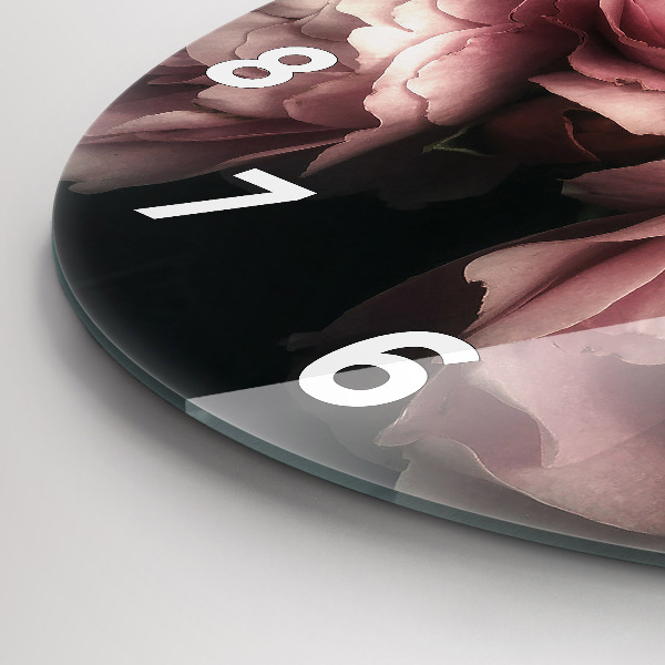 Round glass clock Bouquet of pink roses