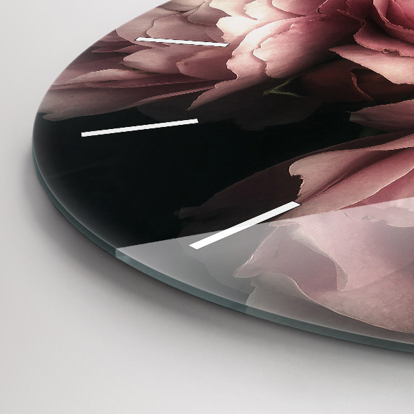 Round glass clock Bouquet of pink roses