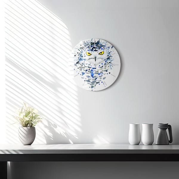 Round glass clock Owl look