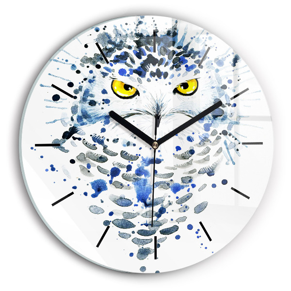Round glass clock Owl look