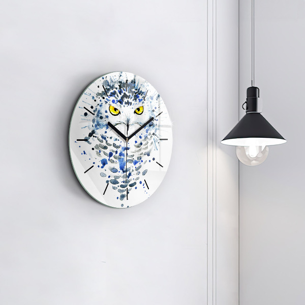 Round glass clock Owl look
