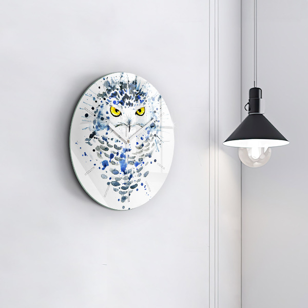 Round glass clock Owl look