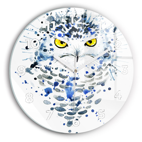 Round glass clock Owl look