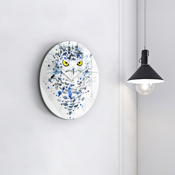 Round glass clock Owl look