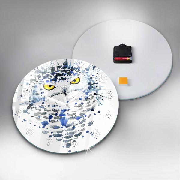 Round glass clock Owl look