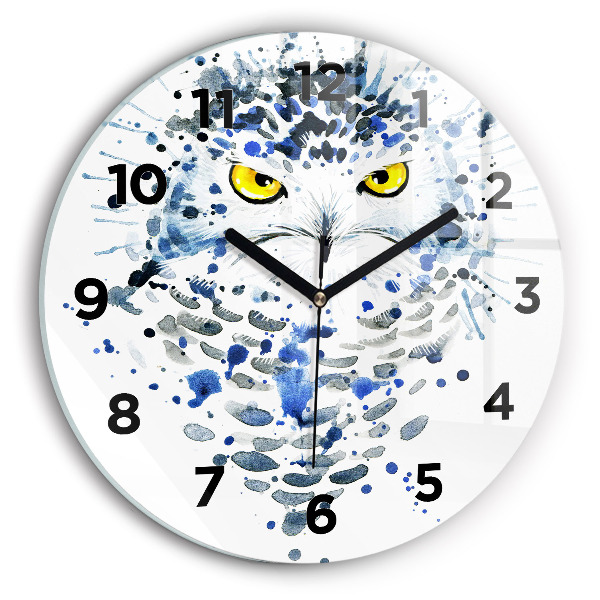 Round glass clock Owl look