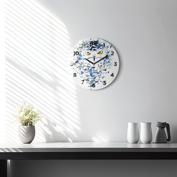 Round glass clock Owl look