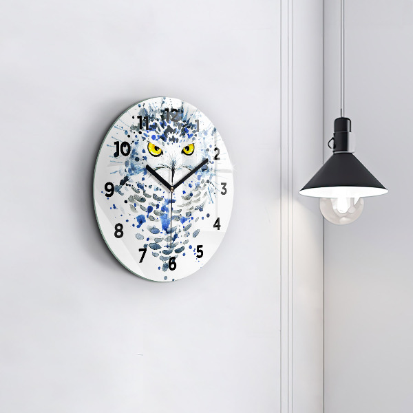 Round glass clock Owl look