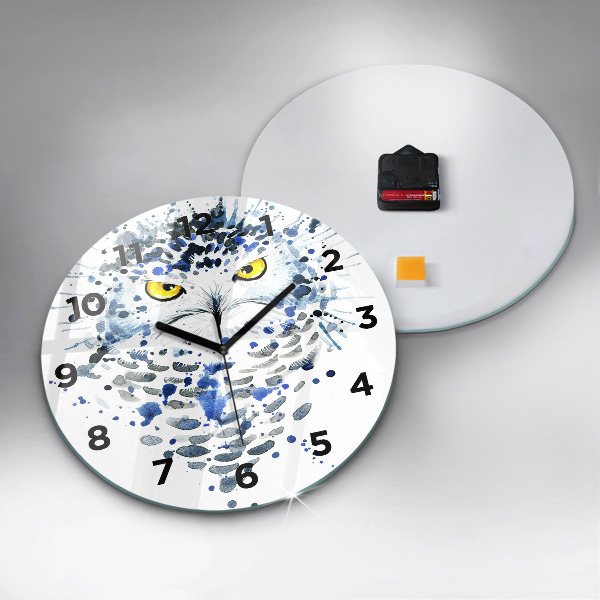 Round glass clock Owl look