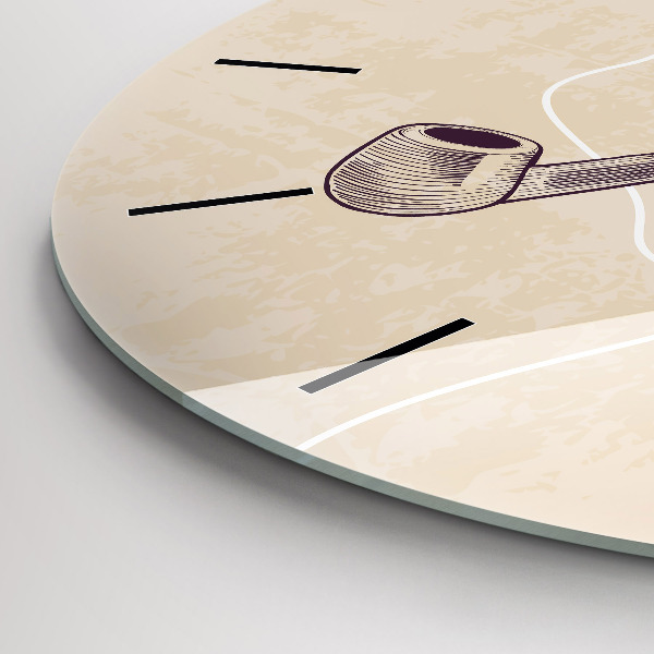 Round glass clock Man with a pipe