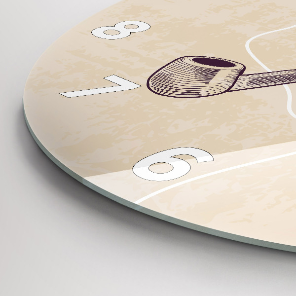 Round glass clock Man with a pipe